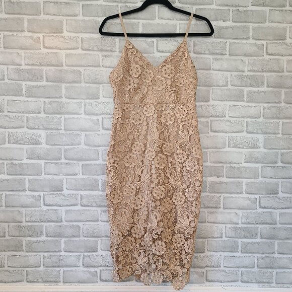 AX Paris Pink Crochet Lace Strappy Bodycon Dress sz 10 Party Cocktail NEW Fairy - Picture 1 of 9